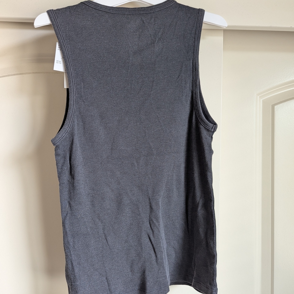 American Eagle Outfitters Kids Charcoal Tank Top with Blue and Tan Graphic - Picture 2 of 3